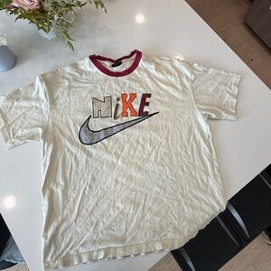 Nike Cream and Red Short Sleeve Tee
